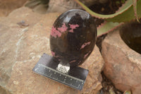 Polished  Pink & Black Rhodonite Standing Free Forms x 3 From Madagascar