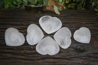 Polished Large Clear Quartz Hearts  x 6 From Madagascar - Toprock Gemstones and Minerals 