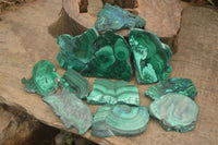 Polished Flower & Banded Malachite Slices  x 12 From Congo - Toprock Gemstones and Minerals 