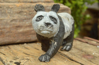 Polished Hand Carved Wonder stone Panda Sculpture x 1 From Zimbabwe - TopRock
