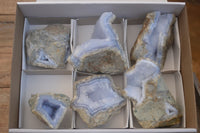 Natural Blue Lace Agate Geode Specimens  x 6 From Nsanje, Malawi