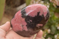 Polished  Pink & Black Rhodonite Standing Free Forms x 3 From Madagascar