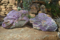 Natural Rough Stichtite & Serpentine Specimens x 2 From Barberton, South Africa