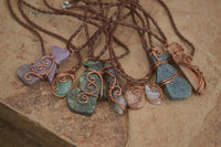 Polished Copper Wire Wrapped Ancient Eagle Pendants  x 12 From Zimbabwe