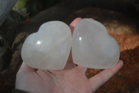 Polished Large Clear Quartz Hearts  x 6 From Madagascar - Toprock Gemstones and Minerals 