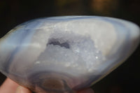 Polished Blue Lace Agate Standing Free Forms  x 2 From Nsanje, Malawi - Toprock Gemstones and Minerals 