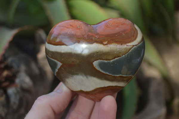 Polished Polychrome Jasper Hearts  x 6 From Madagascar