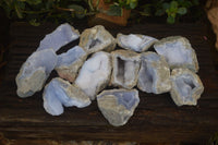 Natural Blue Lace Agate Geode Specimens  x 12 From Nsanje, Malawi