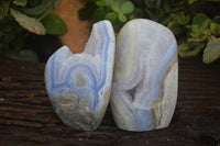 Polished Blue Lace Agate Standing Free Forms  x 2 From Nsanje, Malawi - Toprock Gemstones and Minerals 