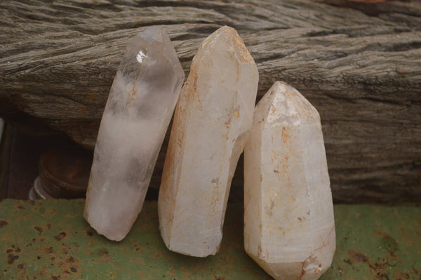 Natural Single White Quartz Crystals  x 12 From Madagascar - TopRock