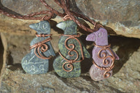 Polished Copper Wire Wrapped Ancient Eagle Pendants  x 12 From Zimbabwe