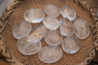 Polished Large Clear Quartz Galet / Palm Stones With Reflective Veils x 12 From Madagascar