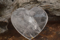 Polished Bright Clear Quartz Hearts With Rainbow Veils  x 6 From Madagascar - TopRock