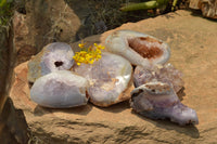 Polished Amethyst Centred Crystal Agate Geodes  x 6 From Madagascar - TopRock