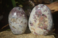 Polished Rubellite Pink Tourmaline Matrix Standing Free Forms x 2 From Madagascar