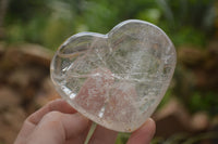 Polished Bright Clear Quartz Hearts With Rainbow Veils  x 6 From Madagascar - TopRock