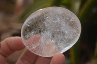 Polished Large Clear Quartz Galet / Palm Stones With Reflective Veils x 12 From Madagascar