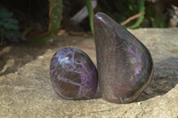 Polished Stichtite & Serpentine Standing Free Forms x 2 From Barberton, South Africa