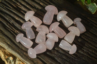 Polished Gemmy Rose Quartz Mushrooms x 12 From Ambatondrazaka, Madagascar