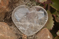 Polished Bright Clear Quartz Hearts With Rainbow Veils  x 6 From Madagascar - TopRock