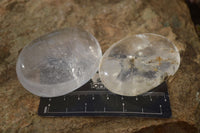 Polished Large Clear Quartz Galet / Palm Stones With Reflective Veils x 12 From Madagascar