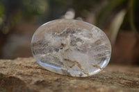 Polished Large Clear Quartz Galet / Palm Stones With Reflective Veils x 12 From Madagascar