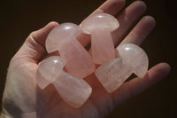 Polished Gemmy Rose Quartz Mushrooms x 12 From Ambatondrazaka, Madagascar