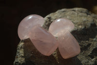 Polished Gemmy Rose Quartz Mushrooms x 12 From Ambatondrazaka, Madagascar