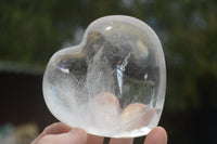 Polished Bright Clear Quartz Hearts With Rainbow Veils  x 6 From Madagascar - TopRock