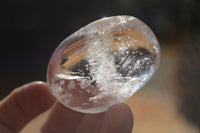 Polished Large Clear Quartz Galet / Palm Stones With Reflective Veils x 12 From Madagascar