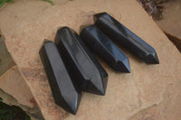 Polished Double Terminated Black Basalt Points  x 4 From Madagascar - Toprock Gemstones and Minerals 