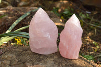 Polished Gemmy Pink Rose Quartz Flames  x 2 From Ambatondrazaka, Madagascar - TopRock