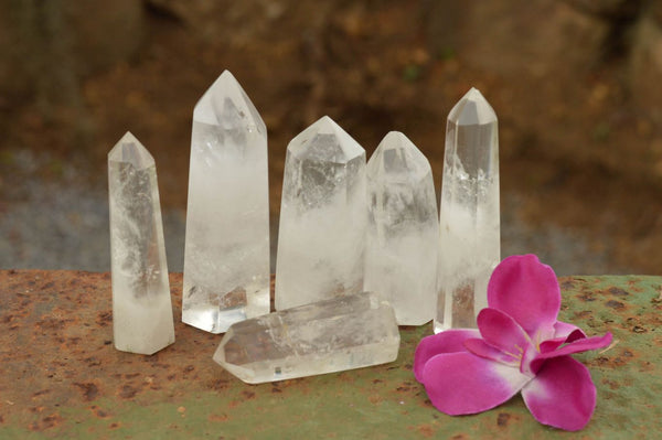 Polished Clear Quartz Crystal Points x 6 From Madagascar - TopRock