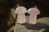 Polished Gemmy Rose Quartz Mushrooms x 12 From Ambatondrazaka, Madagascar