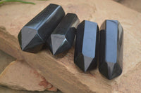 Polished Double Terminated Black Basalt Points  x 4 From Madagascar - Toprock Gemstones and Minerals 