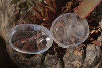 Polished Large Clear Quartz Galet / Palm Stones With Reflective Veils x 12 From Madagascar