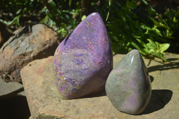 Polished Purple Stichtite & Serpentine Standing Free Forms  x 2 From Barberton, South Africa - TopRock