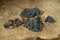 Natural Rare Ball Malachite On Drusy Quartz & Dolomite Specimens x 4 From Kambove, Congo