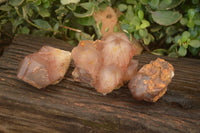 Natural Red Hematoid Phantom Quartz Specimens x 3 From Karoi, Zimbabwe