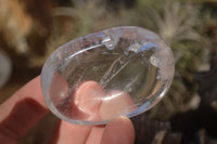 Polished Large Clear Quartz Galet / Palm Stones With Reflective Veils x 12 From Madagascar