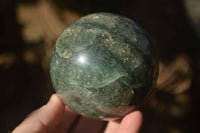 Polished  Green Fuchsite Quartz Spheres With Rosewood Stands  x 6 From Madagascar