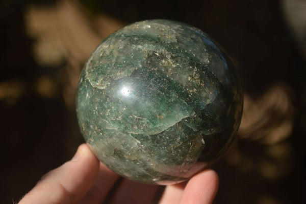 Polished  Green Fuchsite Quartz Spheres With Rosewood Stands  x 6 From Madagascar