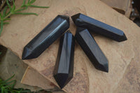 Polished Double Terminated Black Basalt Points  x 4 From Madagascar - Toprock Gemstones and Minerals 