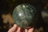 Polished  Green Fuchsite Quartz Spheres With Rosewood Stands  x 6 From Madagascar