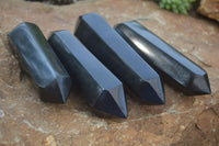 Polished Double Terminated Black Basalt Points  x 4 From Madagascar - Toprock Gemstones and Minerals 