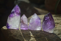 Polished Window Amethyst Points  x 12 From Ankazobe, Madagascar