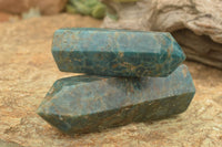 Polished Blue Apatite Points  x 4 From Madagascar - TopRock