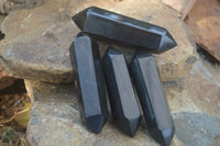 Polished Double Terminated Black Basalt Points  x 4 From Madagascar - Toprock Gemstones and Minerals 