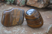 Polished Golden Tigers Eye Free Forms x 12 From Prieska, Northern Cape