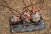 Polished  Copper Wire Wrapped Rubellite In Matrix Pendants x 6 From Madagascar